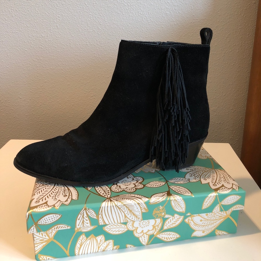 Via Spiga leather fringe booties